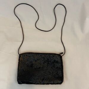 Reneshanta Black and Gold Sequined Soft Purse